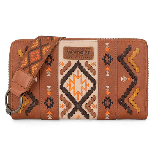 Wrangler Southwestern Embroidered Wallet - BROWN