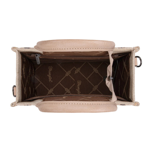 Wrangler Aztec Pattern Dual Sided Print -Tote/Crossbody -Tan