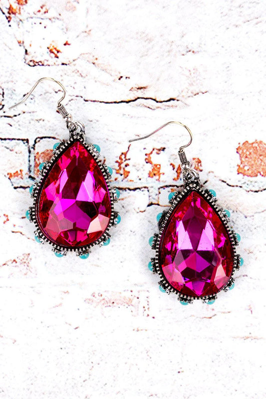 Teardrop Trail Turquoise Fuschia Earrings