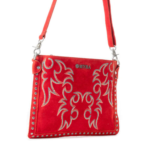 Texas Rose Western Embroidered Leather Crossbody