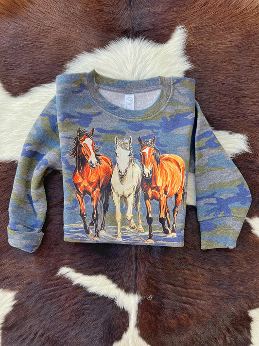 Youth Trio Horse Camo Sweatshirt