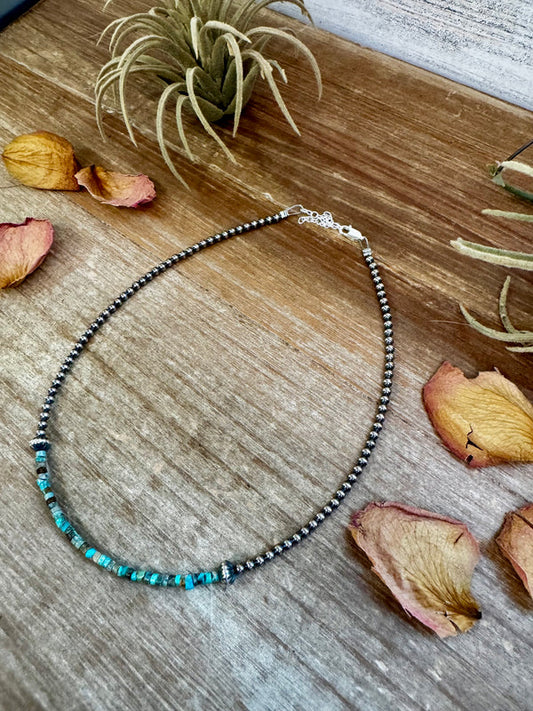 Blue-Green Turquoise Heishi Choker – 14"