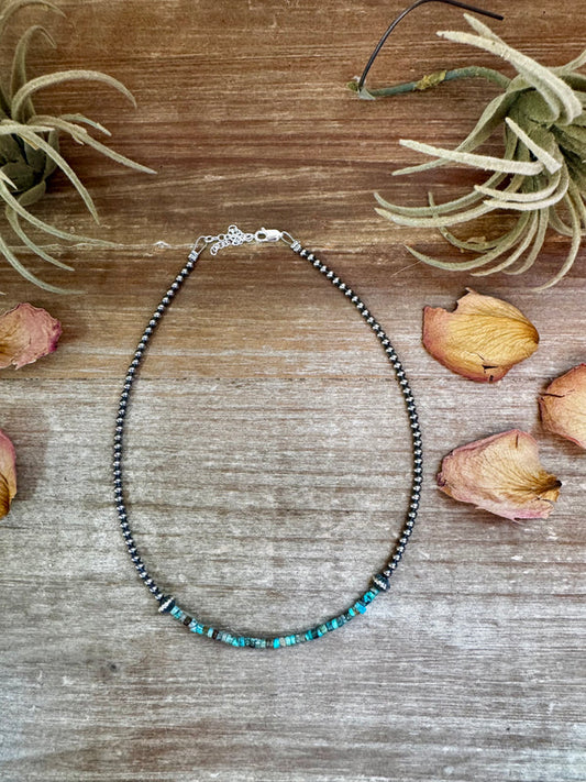 Blue-Green Turquoise Heishi Choker – 14"