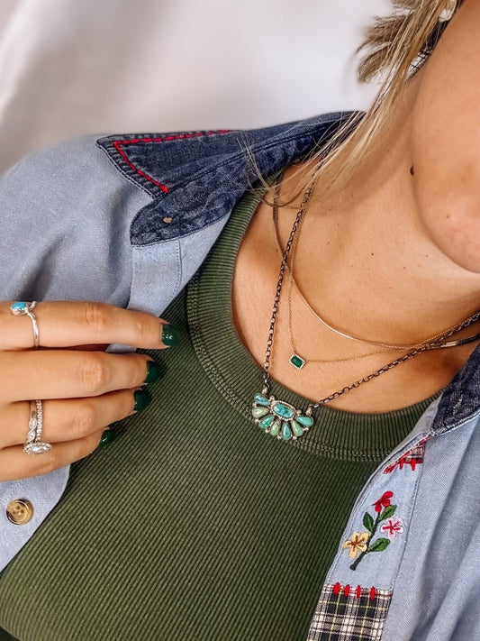 Yantis Turquoise Half Cluster Necklace
