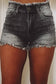 Gray Acid Wash Raw Edge Shorts